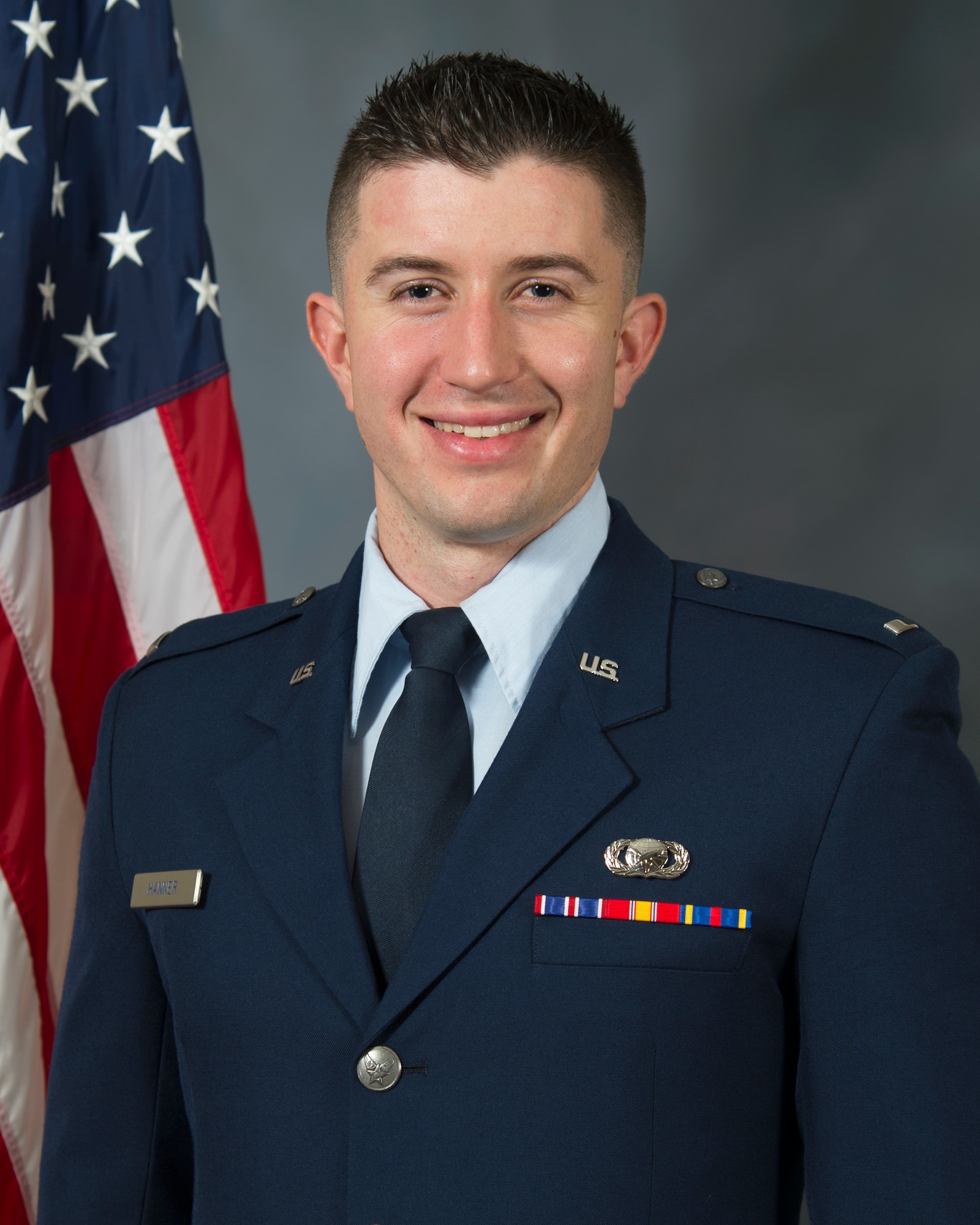 U.S. Air Force 1st. Lt. Brandon Hanner pauses for an official photo.