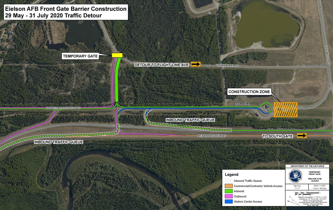 Eielson Hursey Gate will closed for construction May 29, 2020. All traffic will be directed to an alternate access point. (Courtesy asset)