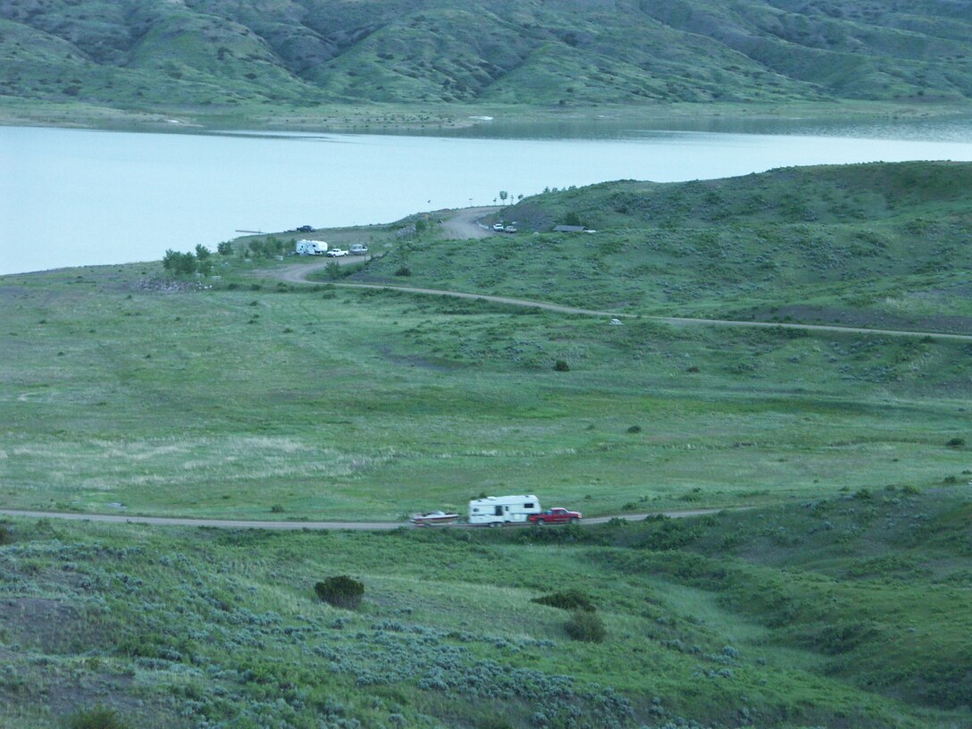 Campers at Fourchette Bay on Fort Peck Lake