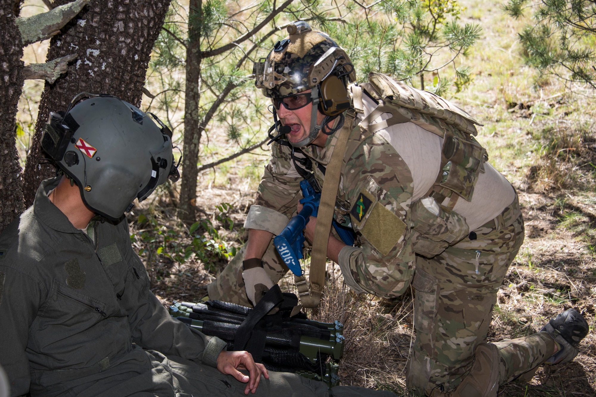 A photo of pararescueman executing a personnel recovery mission