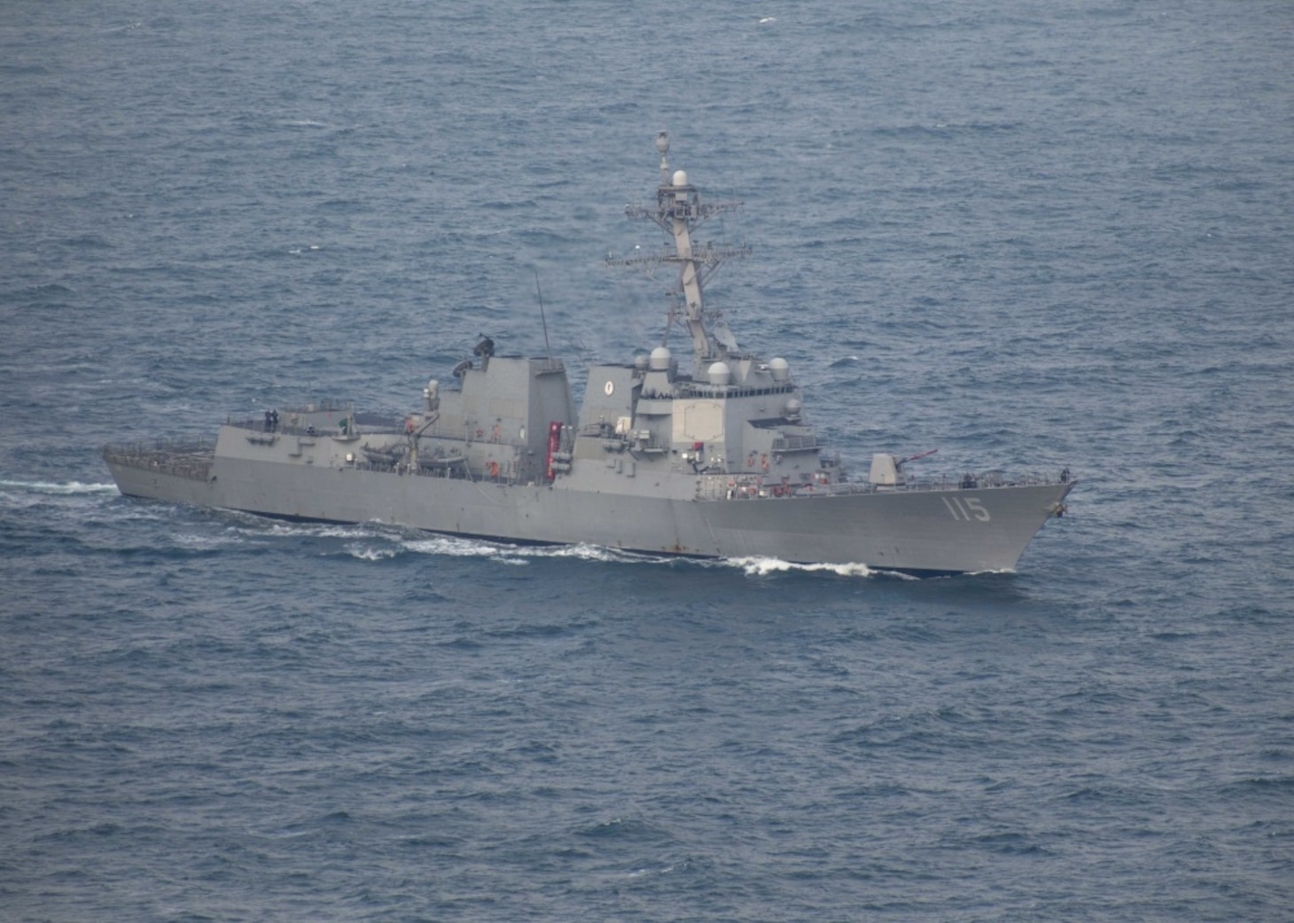 PACIFIC OCEAN (March 4, 2020) The Arleigh Burke-class guided-missile destroyer USS Rafael Peralta (DDG 115) transits the Pacific Ocean March 4, 2020. Rafael Peralta, part of the Theodore Roosevelt Carrier Strike Group, is on a scheduled deployment to the Indo-Pacific. (U.S. Navy photo by Mass Communication Specialist 2nd Class Jason Isaacs)