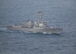 PACIFIC OCEAN (March 4, 2020) The Arleigh Burke-class guided-missile destroyer USS Rafael Peralta (DDG 115) transits the Pacific Ocean March 4, 2020. Rafael Peralta, part of the Theodore Roosevelt Carrier Strike Group, is on a scheduled deployment to the Indo-Pacific. (U.S. Navy photo by Mass Communication Specialist 2nd Class Jason Isaacs)