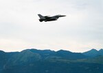 An F-16 Fighting Falcon from the 510th Fighter Squadron takes off from Aviano Air Base, Italy, Aug. 2, 2020. F-16s from the 510th FS flew integrated training missions alongside the USS Porter in the Black Sea which were designed to train U.S. forces to operate while executing multi-domain operations. (U.S. Air Force photo by Tech. Sgt. Rebeccah Woodrow)