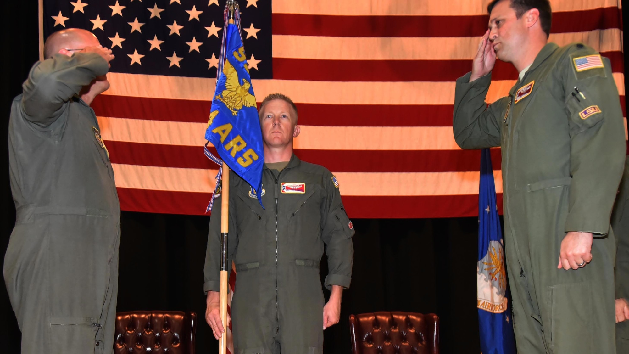 command during a change of command ceremony Aug. 2, 2020, at McConnell Air Force Base, Kansas.