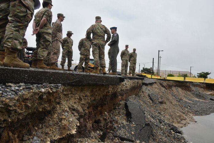 Lt. Gen. Scott Pleus, Seventh Air Force commander, visits with the Eighth Mission Support Group during his integration on Kunsan Air Base, Republic of Korea, July 29, 2020.