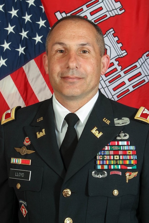 Colonel John Lloyd assumed duties as the Chief of Staff, Headquarters, U.S. Army Corps of Engineers, 20 July 2020.

Lloyd previously served as Command Engineer, U.S. Forces Korea (USFK) and United Nations Command. As the Command Engineer, he oversaw the multi-billion-dollar Host Nation Construction program and the Lead Environmental Component (LEC), where he provided oversight of the entire environmental program for the USFK commander. He also coordinated and synchronized mine clearing operations within the Demilitarized Zone (DMZ).

Lloyd served as the Commander, Pittsburgh District, U.S. Army Corps of Engineers, from July 2016-July 2018. His mission covered 26,000 square miles including portions of western Pennsylvania, northern West Virginia, eastern Ohio, western Maryland and southwestern New York. He commanded various Civil Works missions in the areas of navigation, flood damage reduction, recreation, environmental restoration, hydropower, storm damage reduction, regulatory, water supply and emergency response.