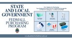 Examples of personal protective equipment like face masks and non-contact thermometers are accompanied by text saying "State and Local Government FedMall Purchasing Program"