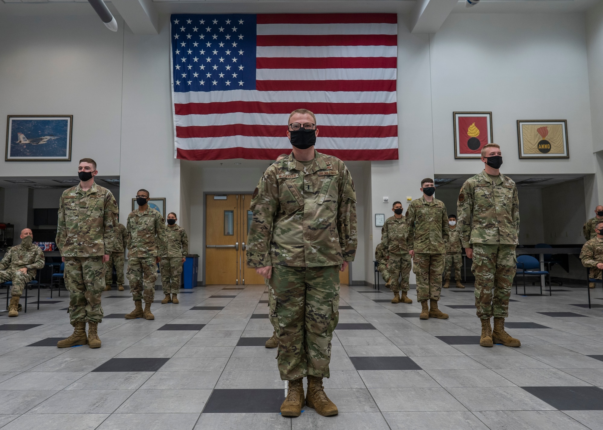 Joint Base Langley-Eustis hosts the 1st Fighter Wing’s, 1st Munitions Squadron reactivation and assumption of command ceremony July 31, 2020. The 1st MUNS, which previously supported the 1st Tactical Fighter Wing’s first F-15s, was last inactivated in 1977 at Langley AFB, Virginia, its personnel were then absorbed into the 1st Maintenance Squadron. (US. Air Force photo by Nicholas J. De La Pena)
