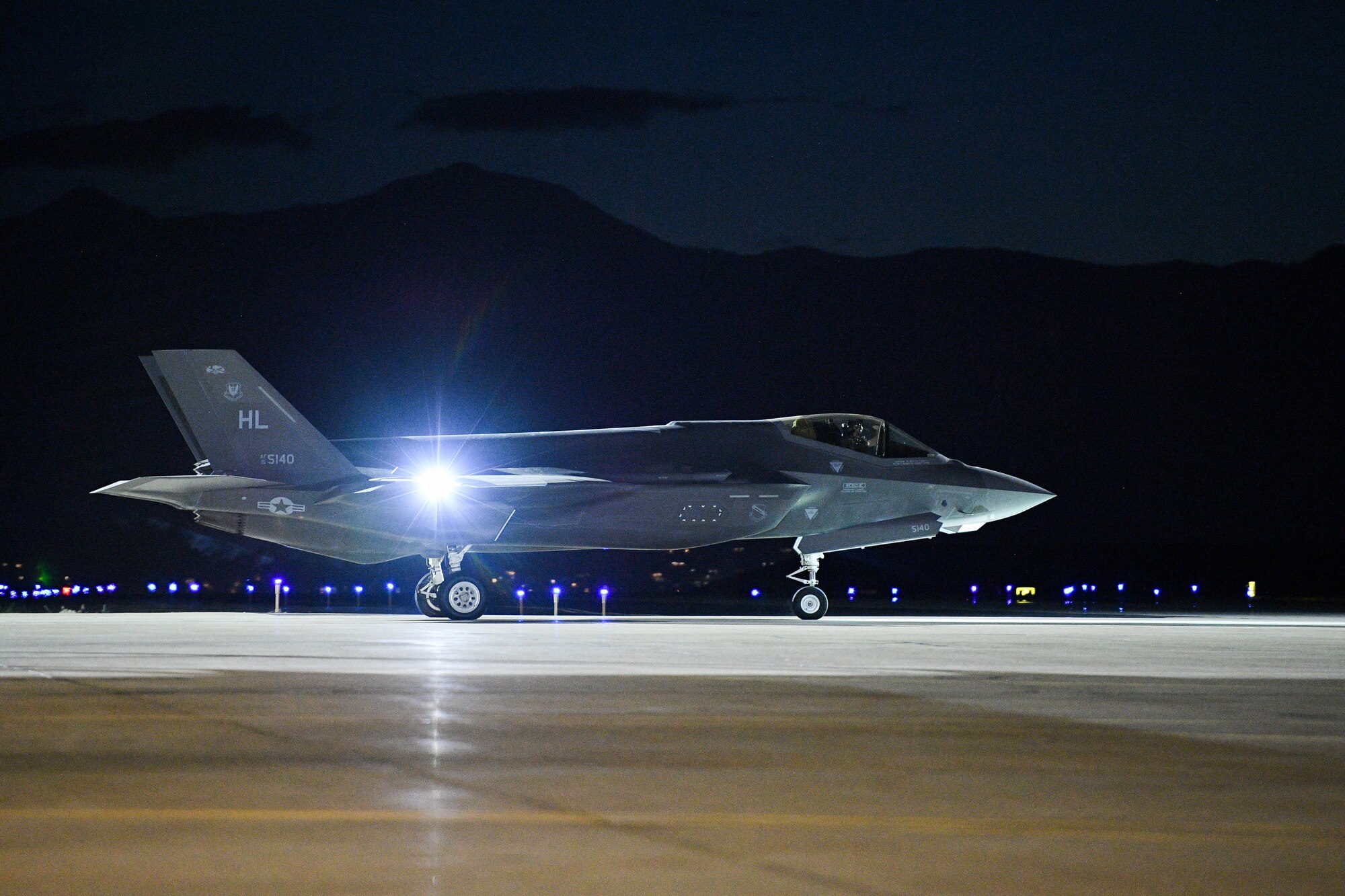 A photo of an F-35A prior to flight.