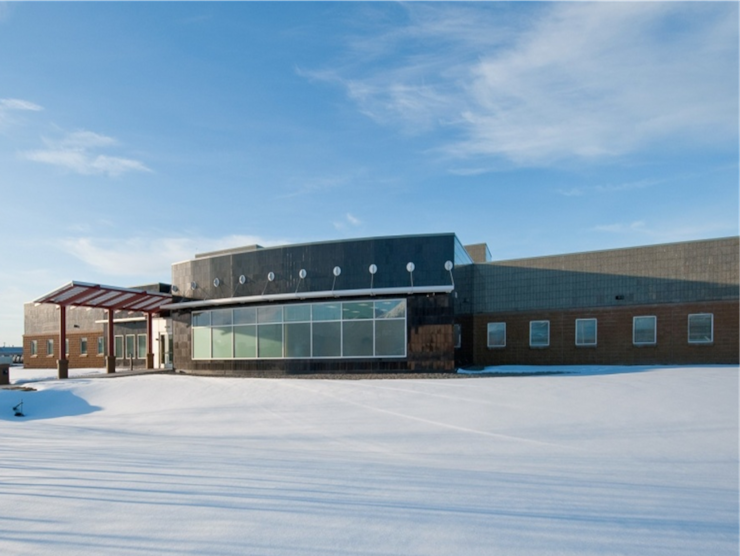 Building in snow.