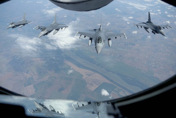 F-16's flying in formation