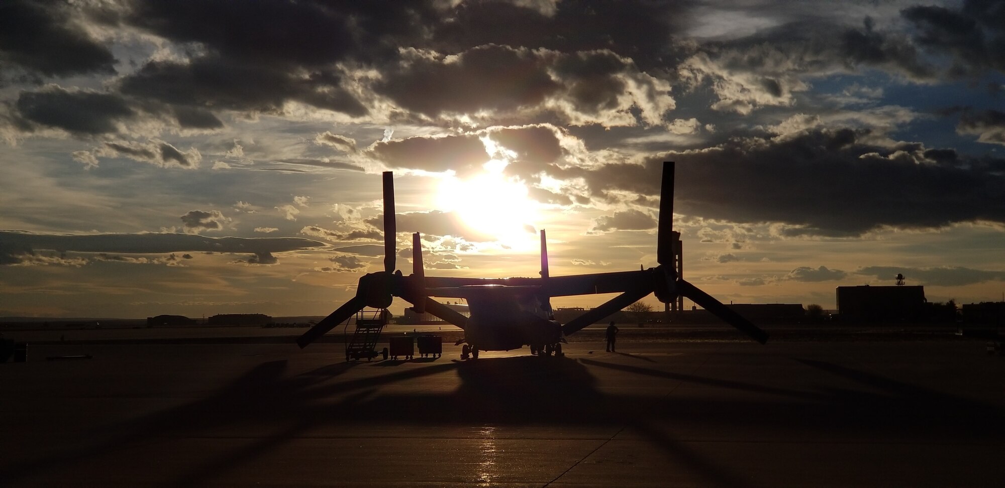 Helicopter is parked on the flightline
