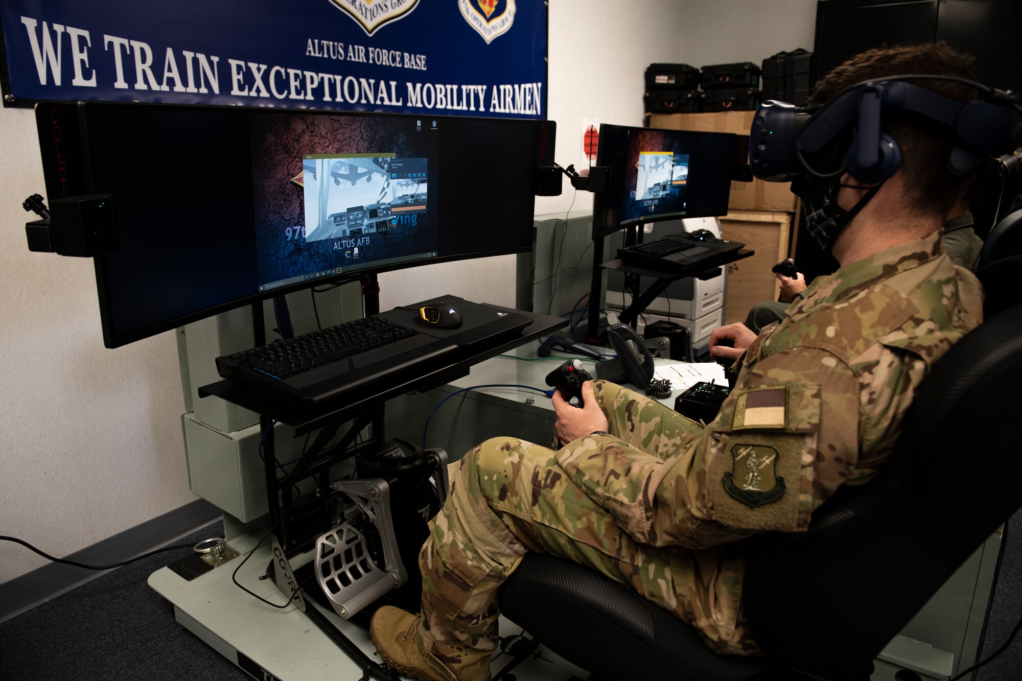 Virtual reality pilot training.
