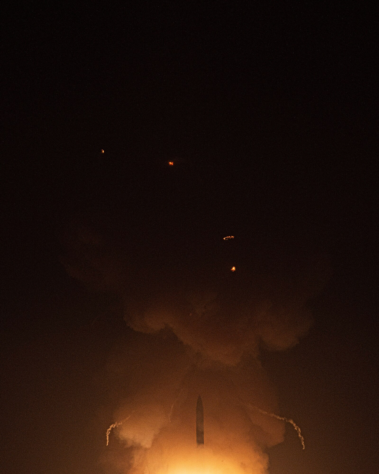 An Air Force Global Strike Command unarmed Minuteman III intercontinental ballistic missile launches during an operational test at 12:21 a.m. Pacific Daylight Time 4 August 2020, at Vandenberg Air Force Base, Calif. ICBM test launches demonstrate the U.S. nuclear enterprise is safe, secure, effective and ready to defend the United States and its allies. ICBMs provide the U.S. and its allies the necessary deterrent capability to maintain freedom to operate and navigate globally in accordance with international laws and norms. (U.S. Air Force photo by Senior Airman Hanah Abercrombie)