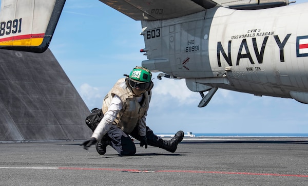 USS Ronald Reagan (CVN 76) conducts flight operations.