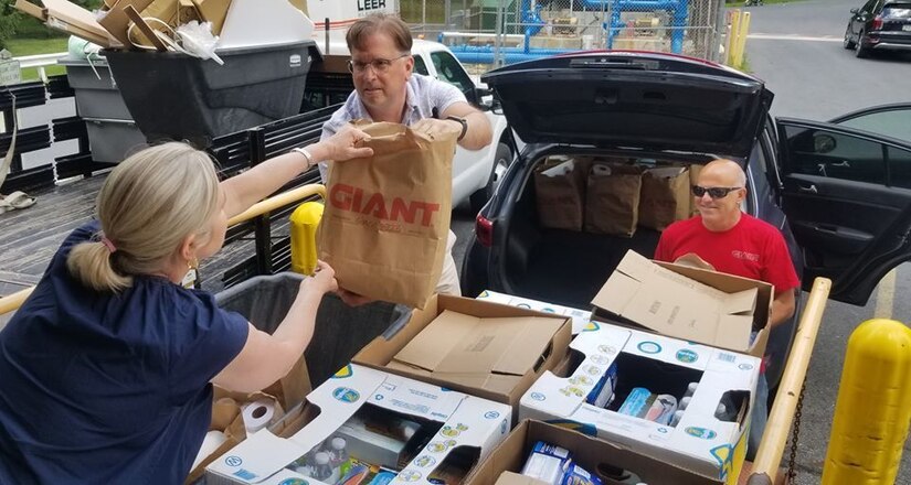 Lockheed Martin with assistance from the AWC foundation donated groceries supplied by Giant supermarkets for international fellows as they begin their 14 days of restriction movement. June 30, Root Hall, Carlisle Barracks.