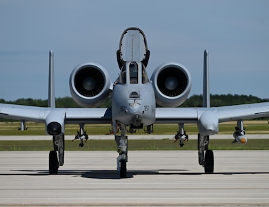 An A-10 Thunderbolt II from the 107th Fighter Squadron, Selfridge Air National Guard Base, Mich., taxis to a hot-pit maintenance area set up by the 174th Maintenance Group Detachment 1 maintenance team during Northern Strike 20 in Alpena, Mich., July 27, 2020. The 174th MXG Det. 1 is a New York Air National Guard unit located in Ft. Drum, New York. The unit has provided maintenance support to Northern Strike since 2012. Northern Strike is the National Guard Bureau’s largest joint, multi-component exercise and takes place at the National All-Domain Warfighting Center in Northern Michigan.