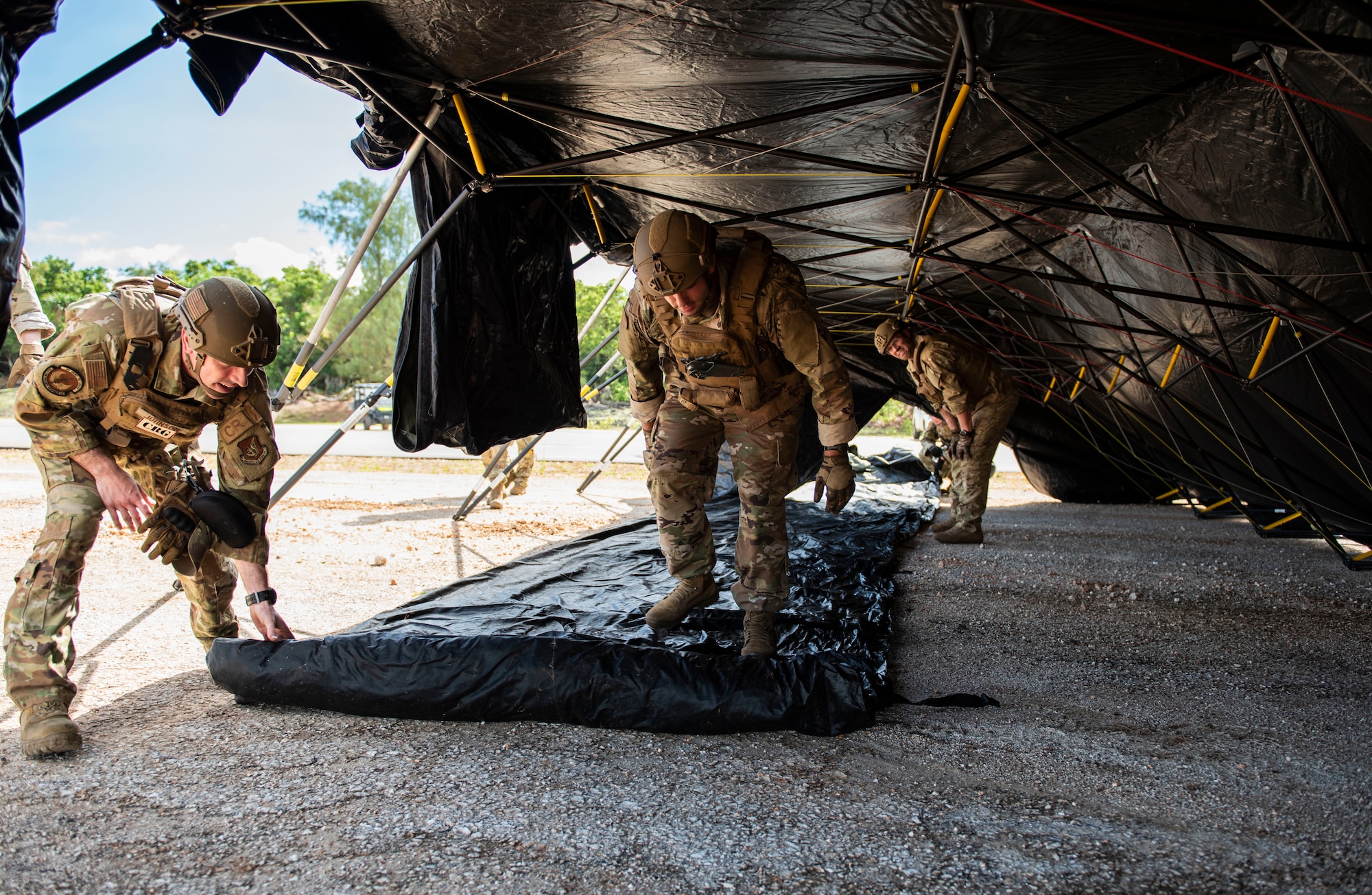 Laying out the mat