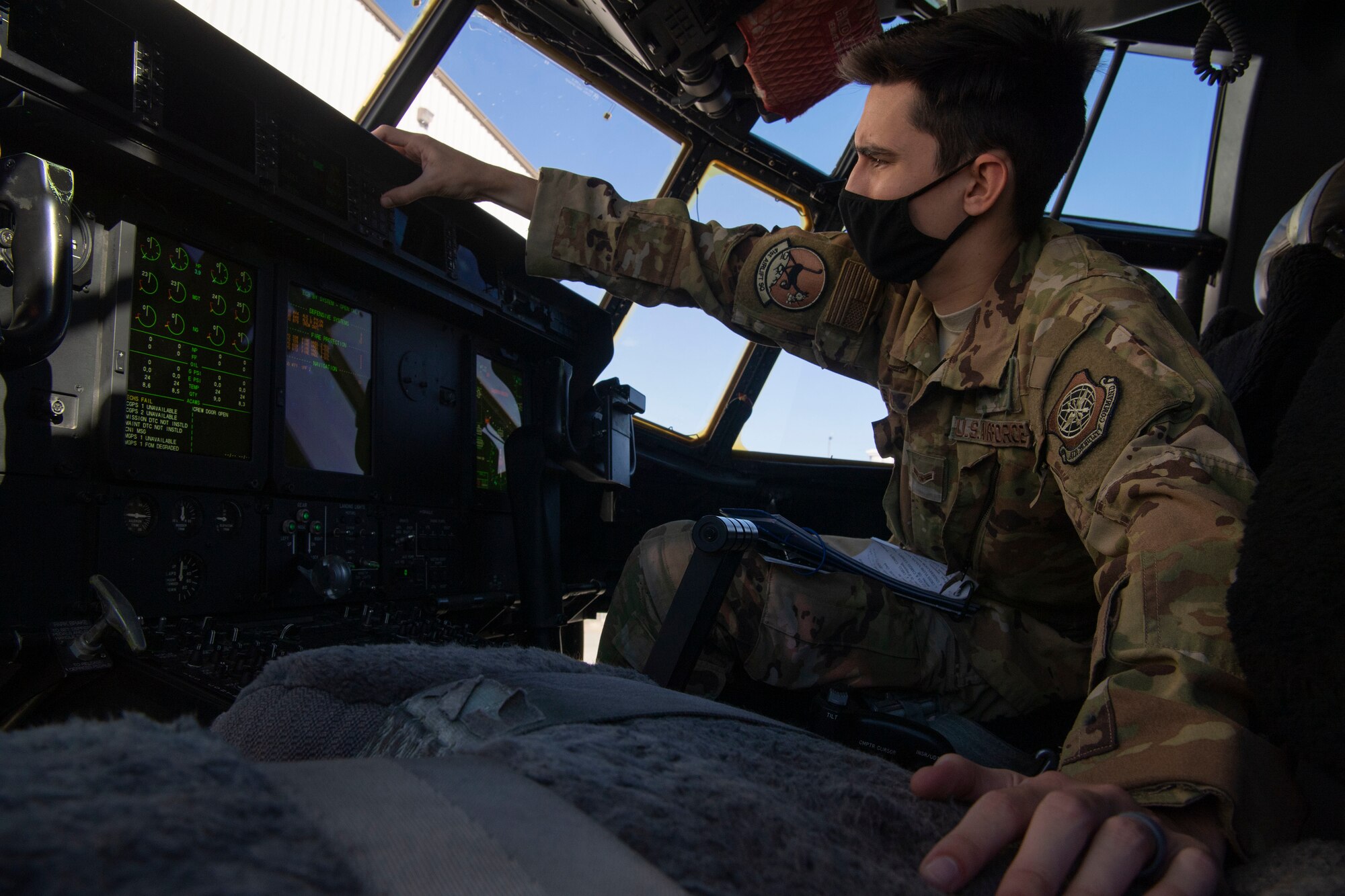 Airman 1st Class Cameron Bou, 41st Airlift Squadron loadmaster, prepares a C-130J Super Hercules for flight during pre-deployment training at Montrose Regional Airport, Colorado, July 27, 2020. This training was part of the 4/12 deployment initiative, which was developed in 2019 between airlift squadrons from Dyess Air Force Base, Texas and Little Rock AFB, allowing each squadron a full year of dwell time followed by a four-month rotation to their respective area of responsibility. (U.S. Air Force photo by Airman 1st Class Aaron Irvin)