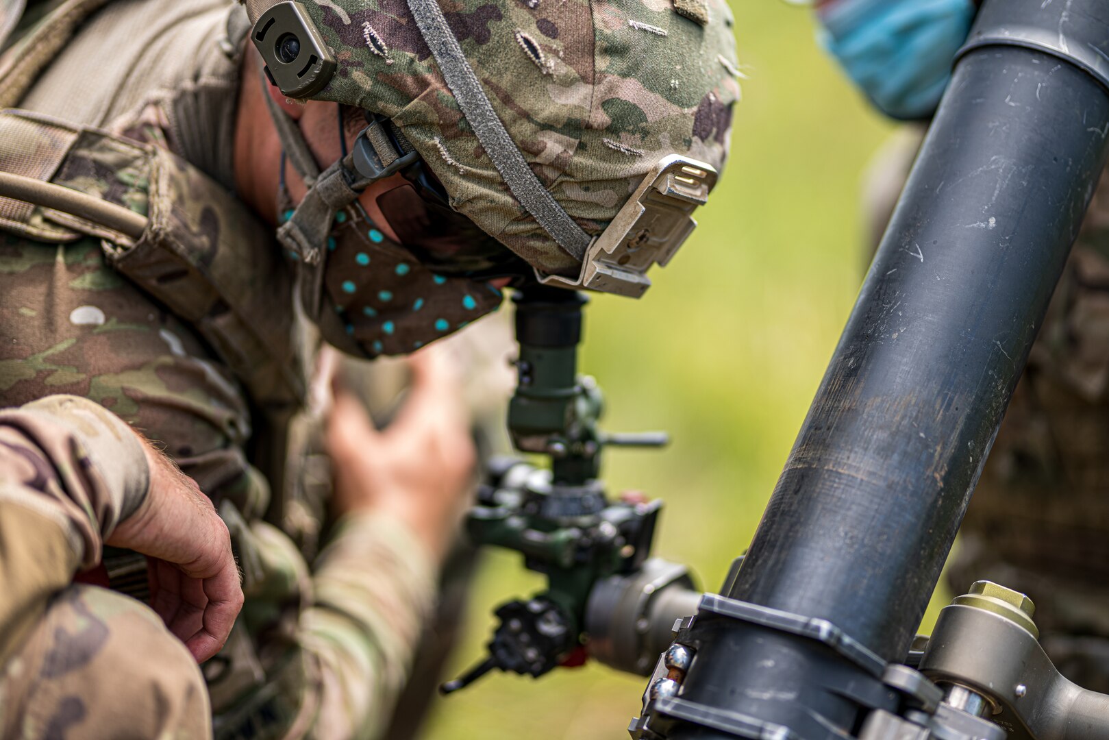During an integrated live-fire, Indiana National Guard Soldiers with the 76th Infantry Brigade Combat Team’s 151st Infantry Regiment completed mortar table five, a practice qualification exercise, at Camp Atterbury, Edinburgh, Indiana, July 21, 2020.