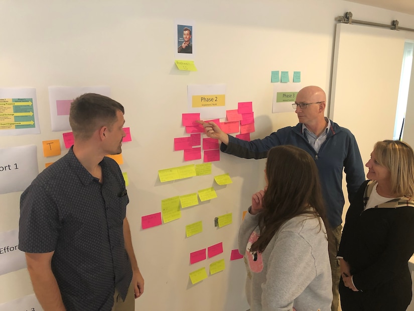 Air Force Col. Terry Lonergan, the Emergency Medical Services Director, briefs fellow Trauma, Burn, and Rehabilitative Medicine team (TBRM) members at a strategic planning session.