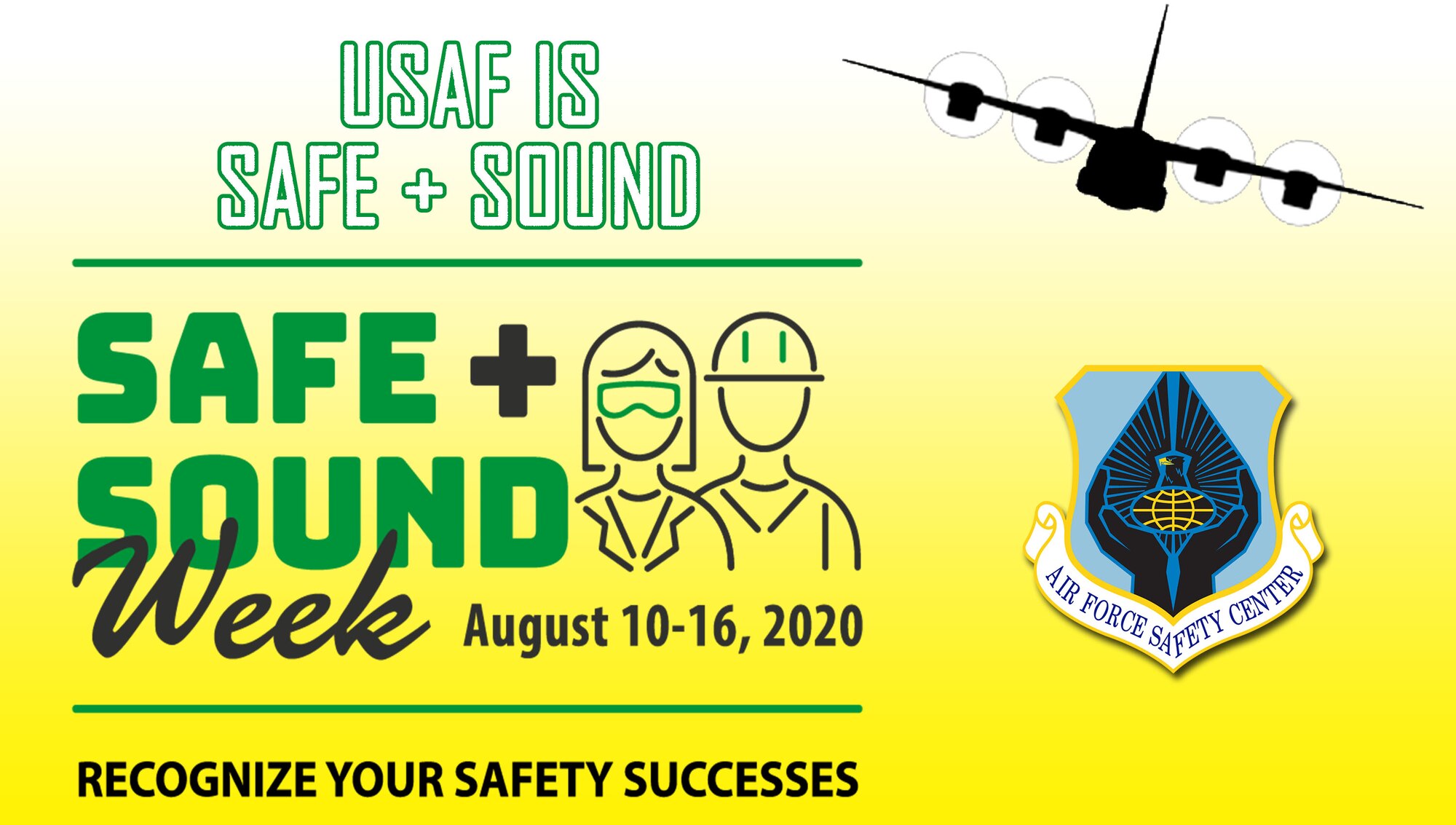 Graphic illustrating Air Force Safe + Sound Week campaign.