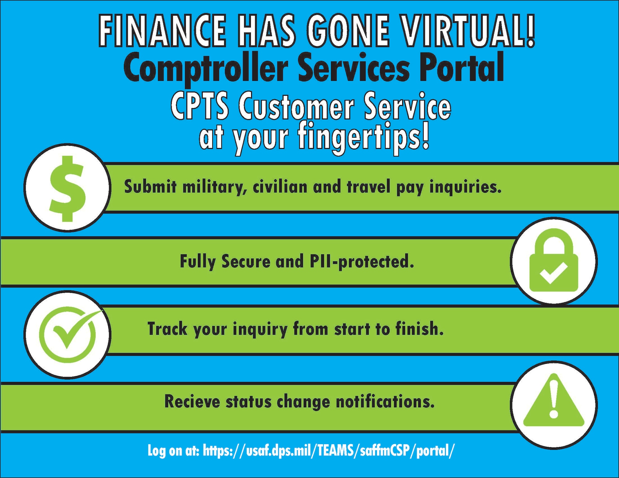 The 48th Comptroller Squadron has introduced a new system for submitting and tracking financial inquiries to help Airmen efficiently manage their finances, maintaining the readiness to accomplish their mission. (U.S. Air Force inforgraphic by Airman 1st Class Jessi Monte)