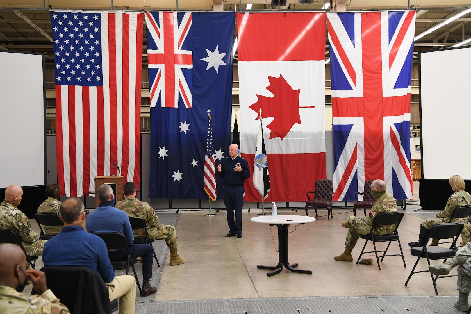 Gen. John W. "Jay" Raymond, Commander of U.S. Space Command and U.S. Space Force Chief of Space Operations, spoke to members of the Combined Force Space Component Command during an All Call at the Combined Space Operations Center, Vandenberg AFB, Calif., 4 Aug. 2020.