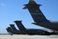 C-5M Super Galaxy aircraft from Dover Air Force Base, Delaware, sit among the C-5Ms assigned here at Joint Base San Antonio, Texas, Aug. 5, 2020.