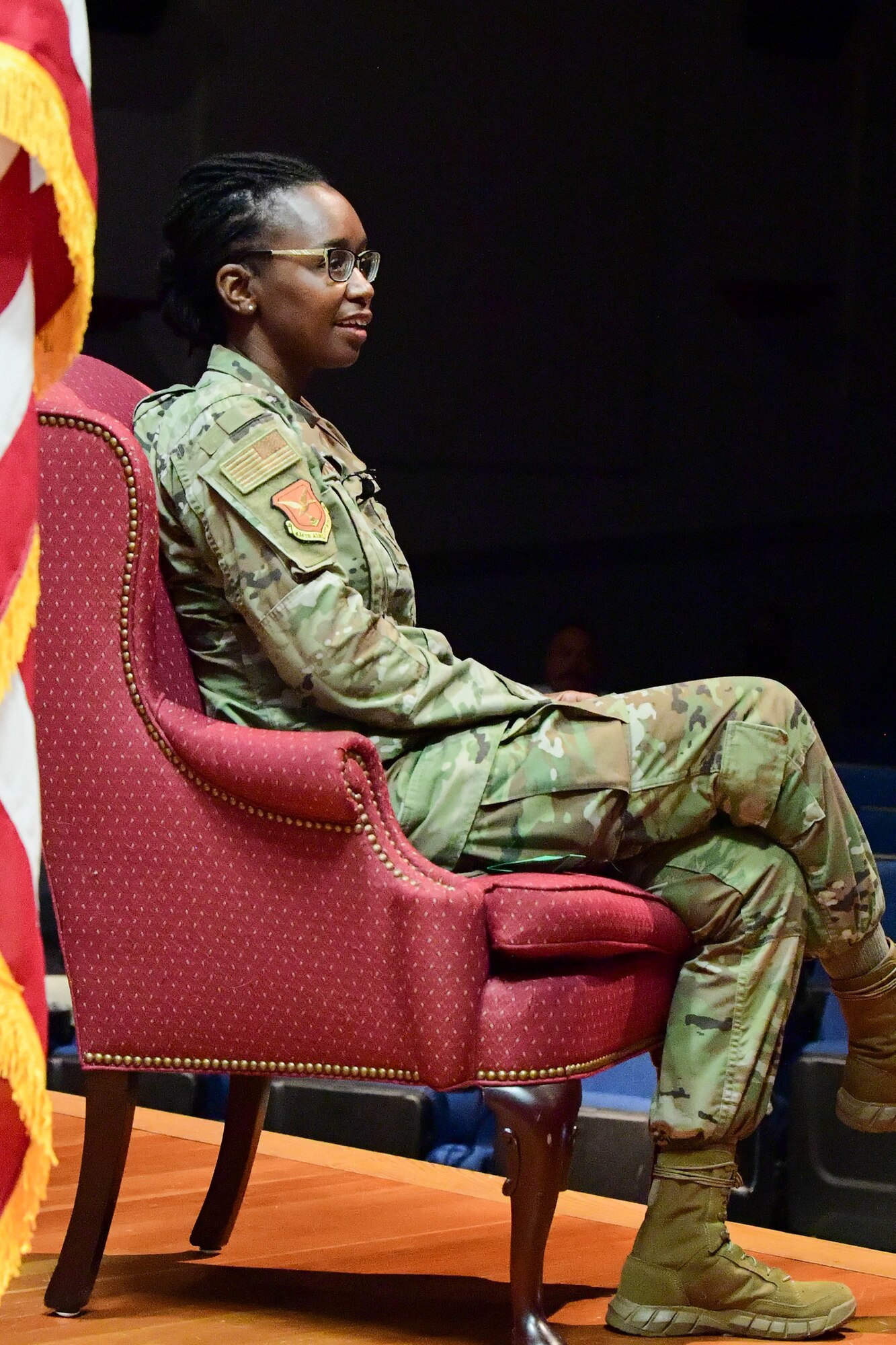 Lt. Col. Naomi Dennis, 436th Airlift Wing Staff Judge Advocate, speaks about her own experiences involving racism during a Pause for Race Relations Aug. 7, 2020, at Dover Air Force Base, Delaware. Dover AFB hosted several events to ignite honest and respectful conversations regarding race, justice and equality. (U.S. Air Force photo by Mauricio Campino)