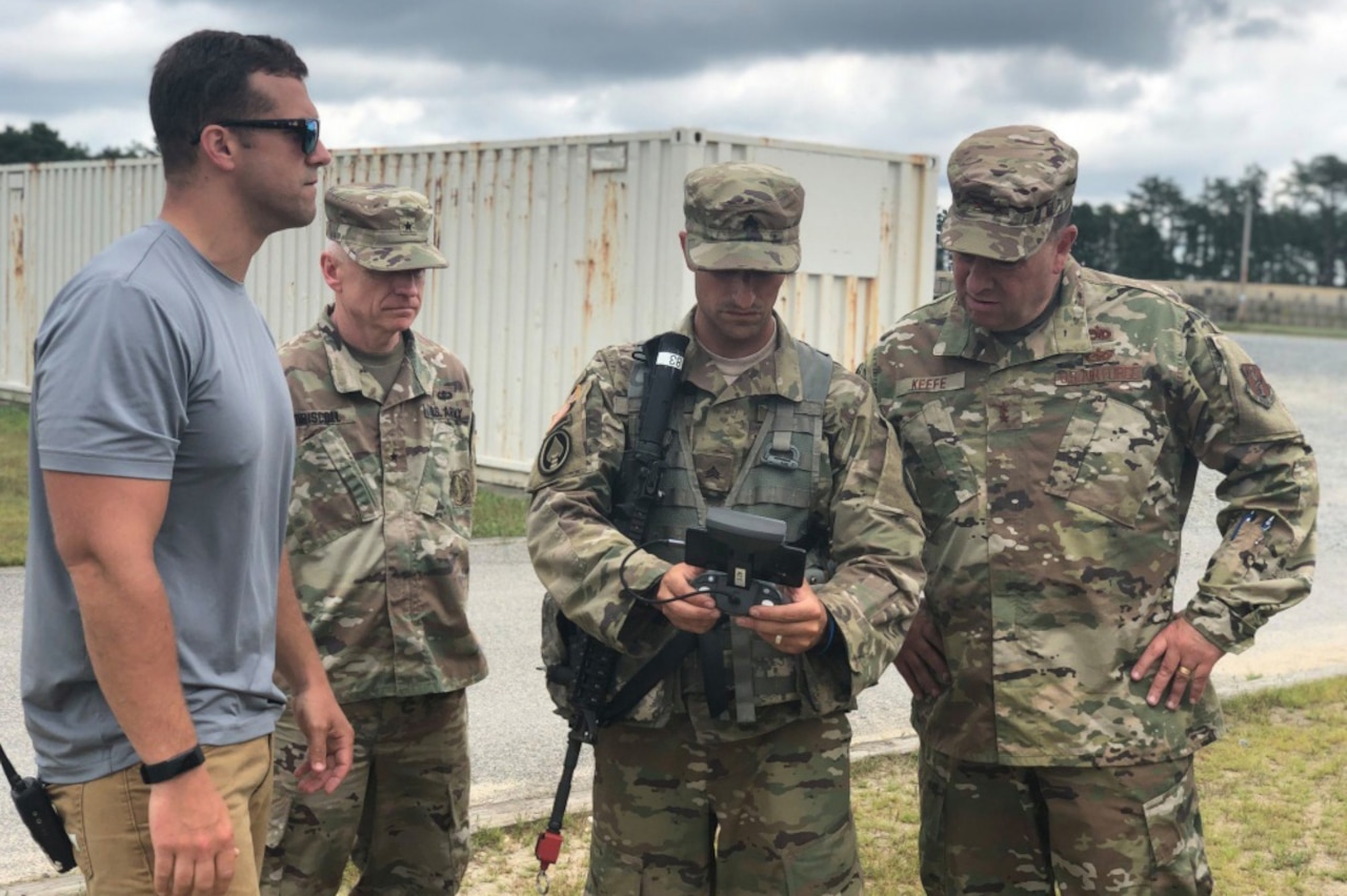 National Guard members conduct a demonstration.