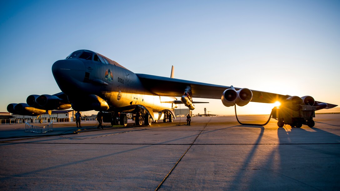 A B-52H Stratofortress assigned to the 419th Flight Test Squadron is undergoes pre-flight procedures at Edwards Air Force Base, California, Aug. 8. The aircraft conducted a captive-carry flight test of the AGM-183A Air-launched Rapid Response Weapon Instrumented Measurement Vehicle 2 at the Point Mugu Sea Range off the Southern California coast. (Air Force photo by Giancarlo Casem)