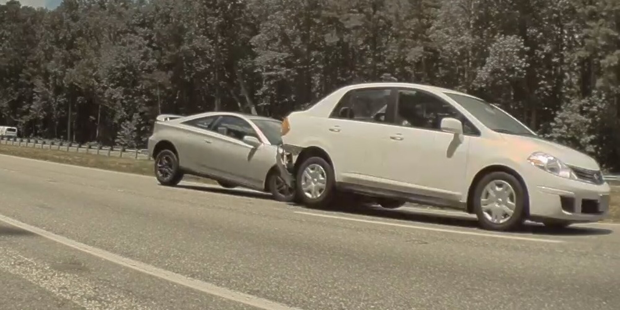 Two vehicles collide on I-64 East, near Quinton, Va., Aug. 4, 2020. This was one of the accidents the Office of Special Investigations tandem of Special Agent Robert Davis and Ms. Lieve Cuypers rendered aid to that day. (Courtesy photo)