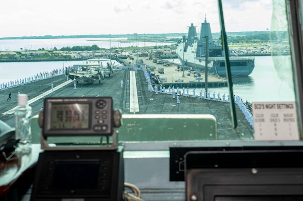 Sailors man the rails of the Nimitz-class aircraft carrier USS Dwight D. Eisenhower (CVN 69). Ike returns to Naval Station Norfolk.