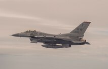 An F-16 Fighting Falcon assigned to the 13th Fighter Squadron flies over the coast of Misawa Air Base, Japan, Aug. 5, 2020.The U.S. Navy and Air Force conducted joint intergrated training off the coast of Northern Japan. Units and personnel assigned to the Ronald Reagan Carrier Strike Group, Navy Electronic Attack Squadron (VAQ) 131, and the Air Force 35th FIghter Wing began coordinated operations Aug. 1. (U.S. Air Force photo by Staff Sgt. Brittany A. Chase)