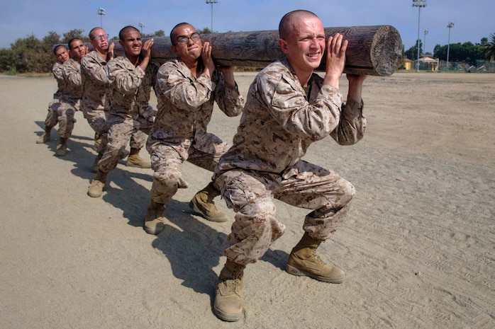 Recruits with Kilo Company, 3rd Recruit Training Battalion, participate ...