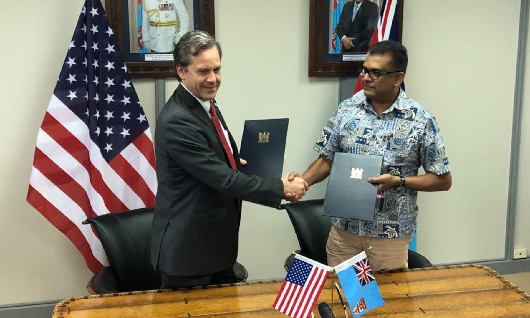 Ambassador Cella Signs Defense Cooperation Agreement with Fiji