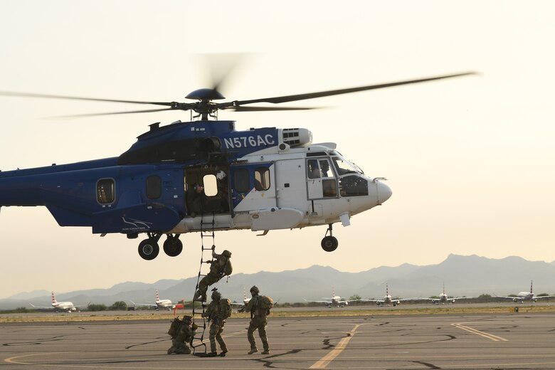 An Airman executes rescue tactics