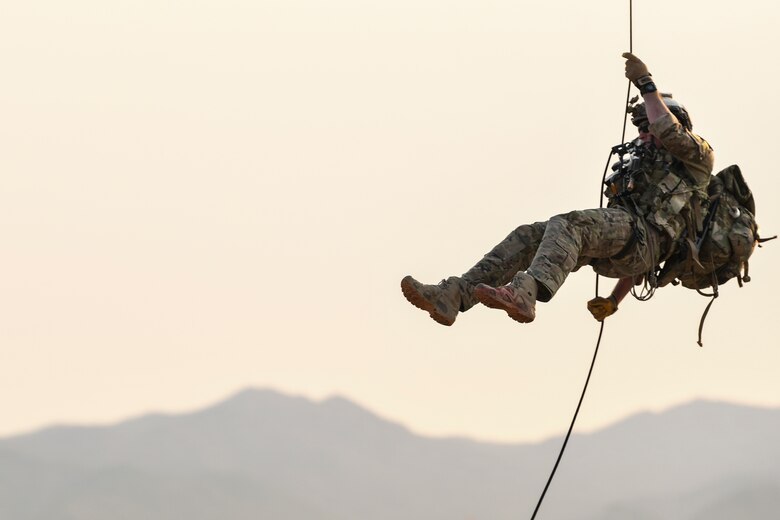 An Airman executes rescue tactics