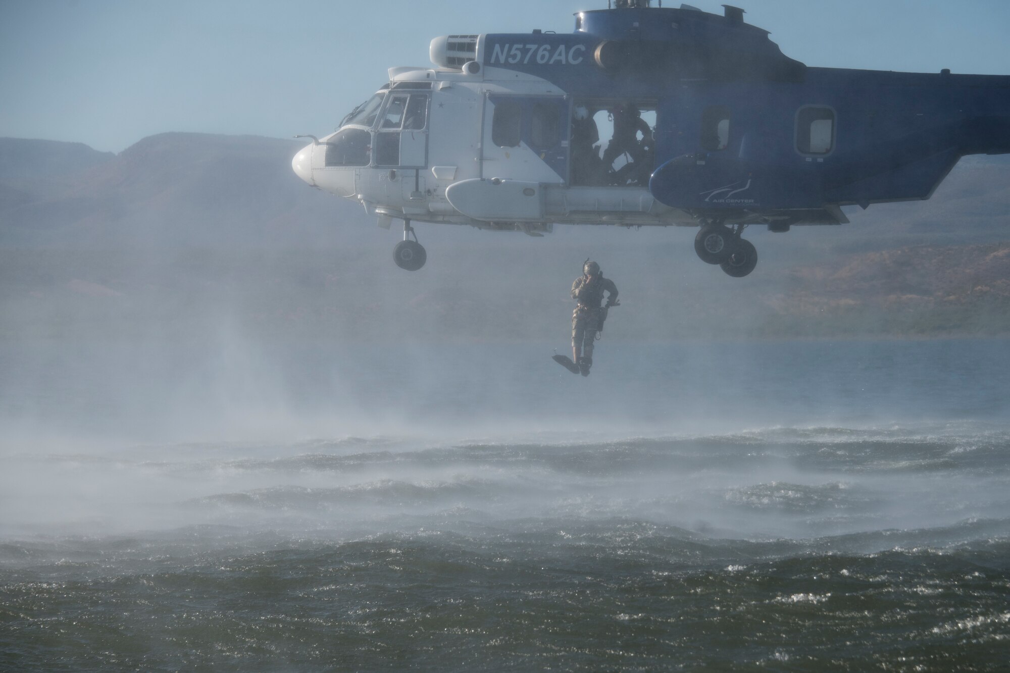 An Airman executes rescue tactics