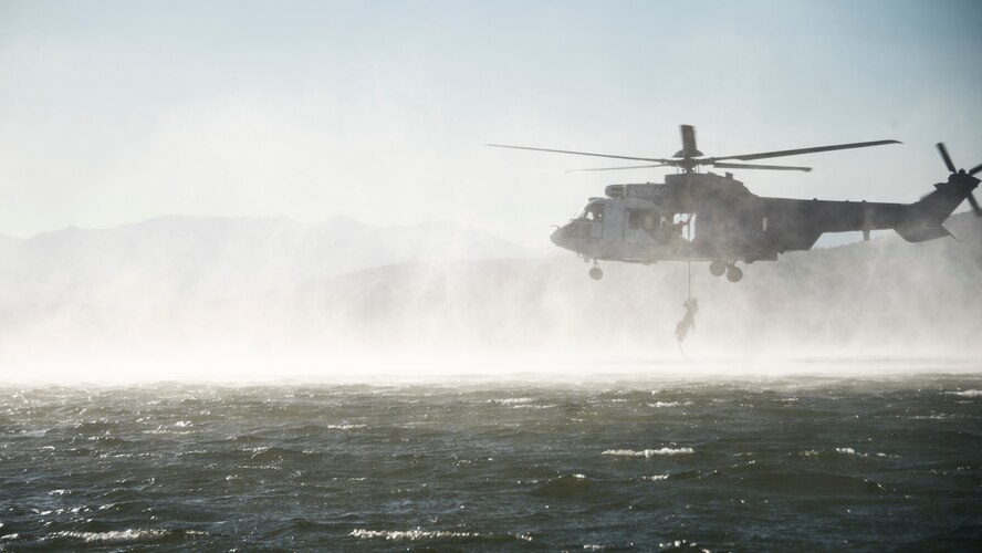 An Airman executes rescue tactics