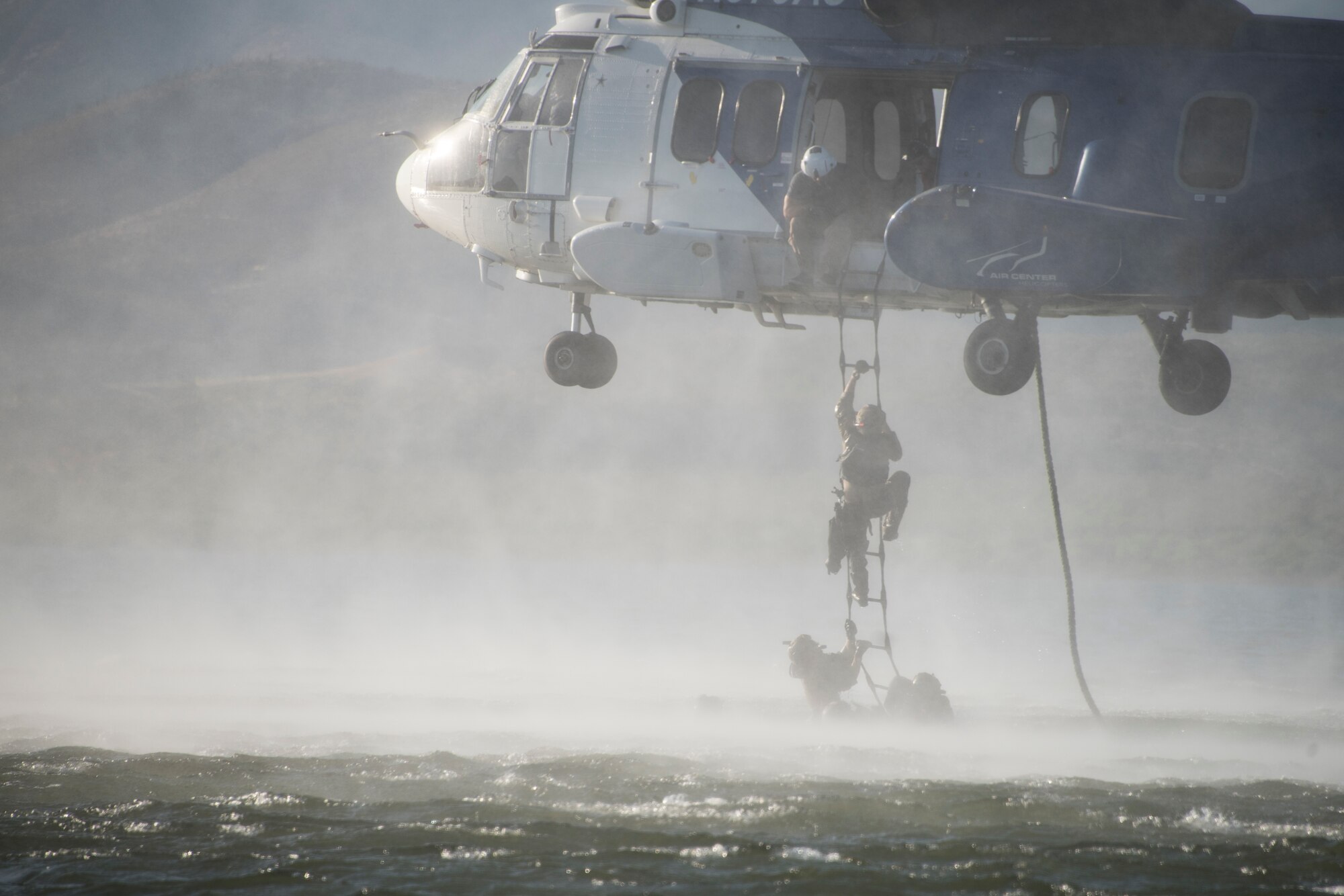 An Airman executes rescue tactics