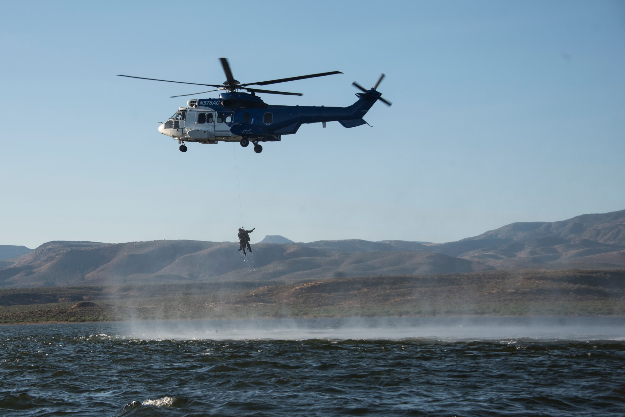 An Airman executes rescue tactics