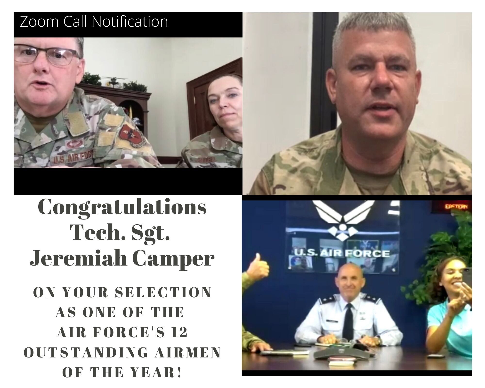 Tech. Sgt, Jeremy Camper named one of the Air Force's 12 Outstanding Airmen.