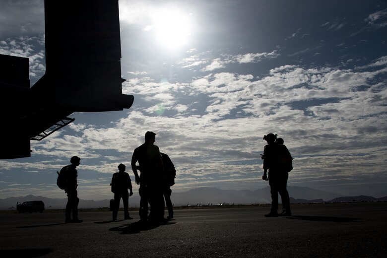 A photo of an Airman performing a parachute jump