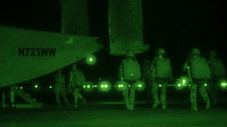 A photo of an Airman performing a parachute jump