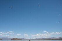 A photo of an Airman performing a parachute jump