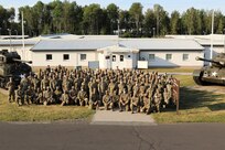 U.S. Army Reserve Soldiers of the 7th Mission Support Command inspect the crematorium grounds at the Flossenbuerg Concentration Camp Memorial as part of a staff ride emphasizing the remembrance of the Holocaust and the U.S. Military’s Code of Conduct during exercise Forward and Ready 20 at United States Army Garrison Bavaria in Grafenwoehr, Aug. 4, 2020.