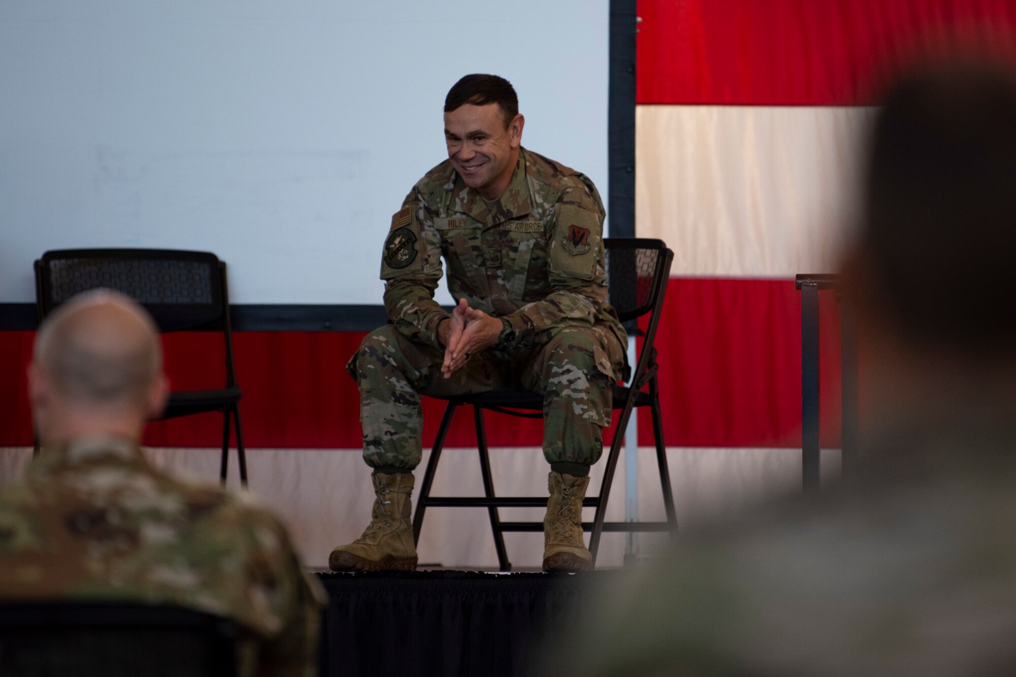 Photo of an Airman answering a question