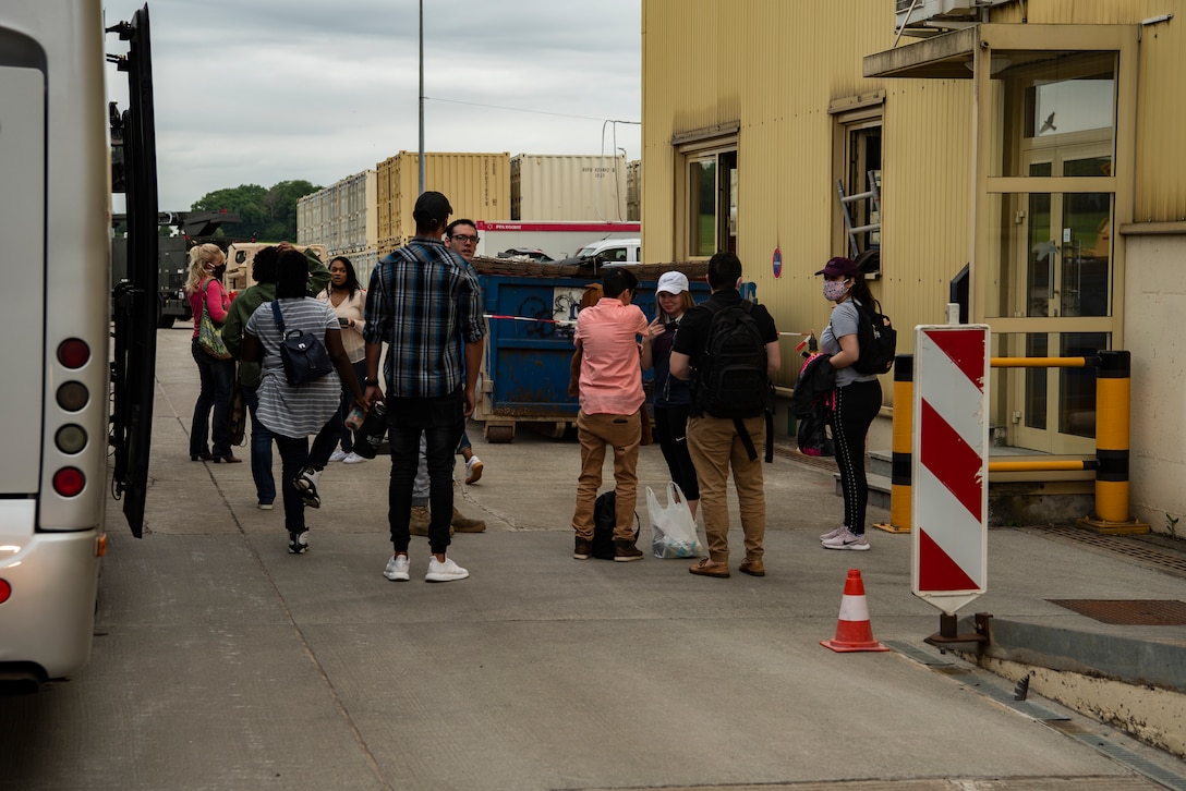 Members of the 86th Materiel Maintenance Squadron arrive at Sanem, Luxembourg, June 30, 2020.